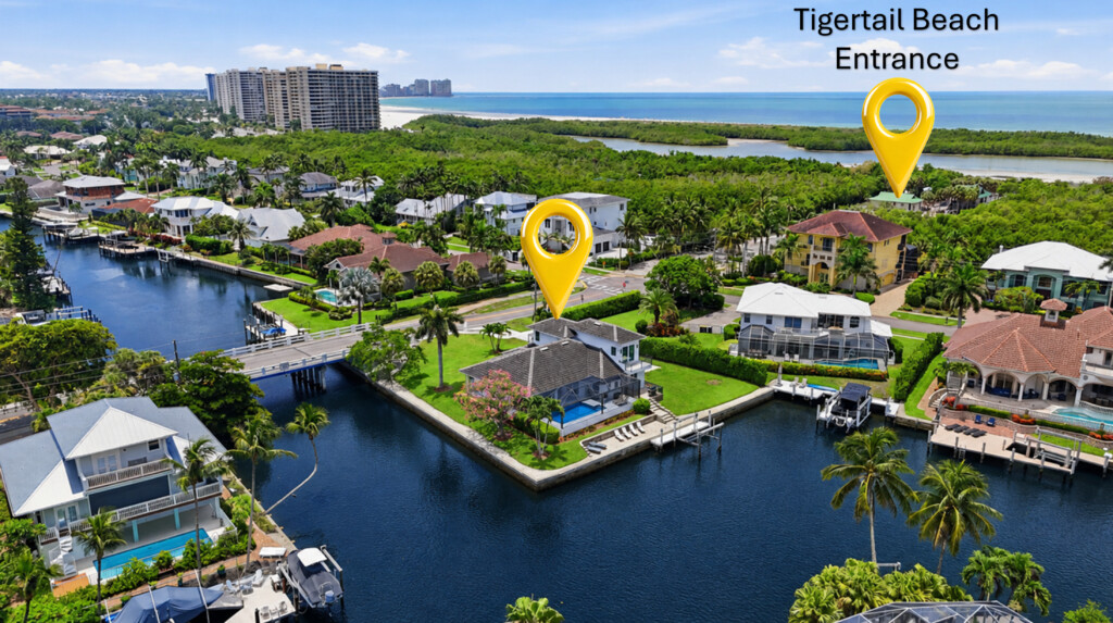 Waterfront home with dock, pool, and quick access to Tigertail Beach at Tigertail Beach Villa, Marco Island FL