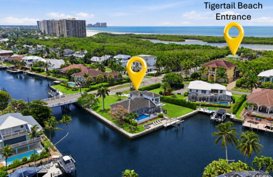 Waterfront home with dock, pool, and quick access to Tigertail Beach at Tigertail Beach Villa, Marco Island FL